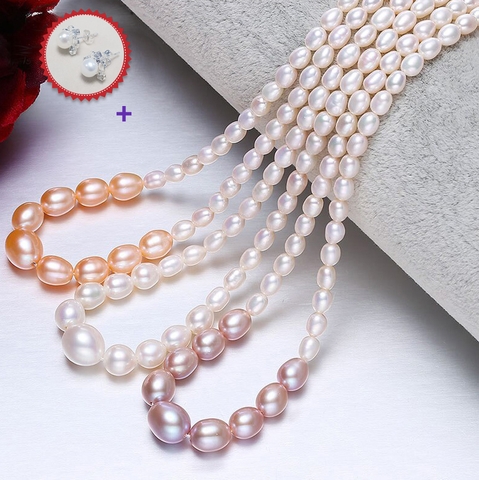 Vòng cổ ngọc trai tự nhiên Cao cấp Chuỗi đơn xoài 9 mọng NINE PEARL (5-9ly) - CTJ6308