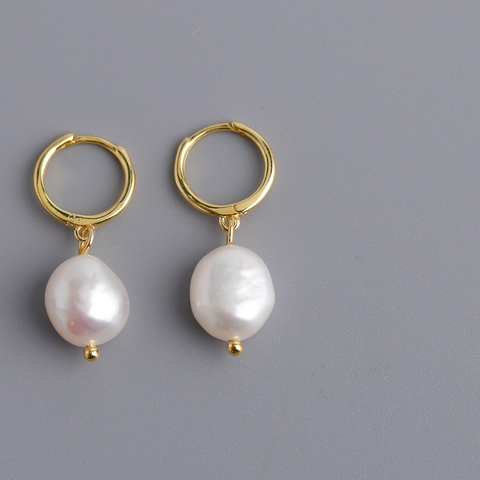 Bông khuyên tai Ngọc trai Thiên nhiên Cao cấp - Kiểu móc Baroque - ABBY PEARL (8-10ly) - CTJ1610