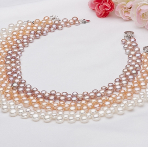 Vòng cổ ngọc trai tự nhiên Cao cấp Kết chùm Nho - GRAPES PERL (6-8ly) - CTJ5108