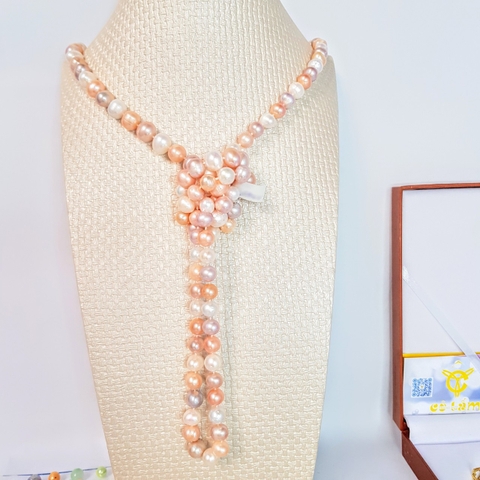 Vòng cổ ngọc trai thiên nhiên Cao cấp Chuỗi đơn dáng dài - LONG PEARL (10-13ly) - CTJ0703 + Tặng kèm khóa tạo kiểu