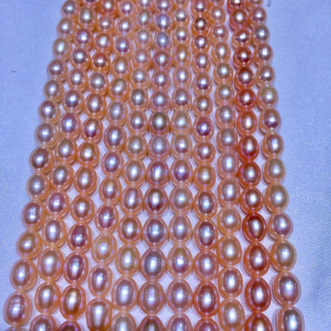 Dây ngọc trai nguyên liệu - Hạt xoài(6-7ly) - AA (Bề mặt có tỳ nhỏ) - CTJ65