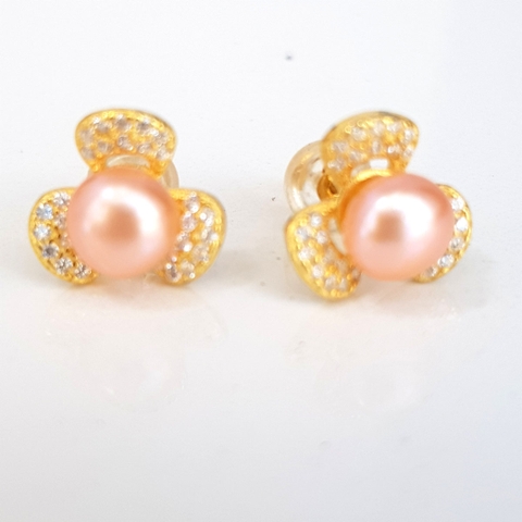 Bông hoa khuyên tai nữ Kiểu nụ Cỏ ba lá  TRIFOLIUM PEARL(7ly) - CTJ0107