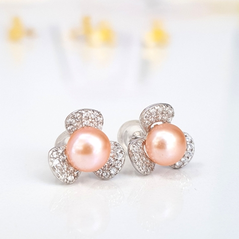 Bông hoa khuyên tai nữ Kiểu nụ Cỏ ba lá  TRIFOLIUM PEARL(7ly) - CTJ0107