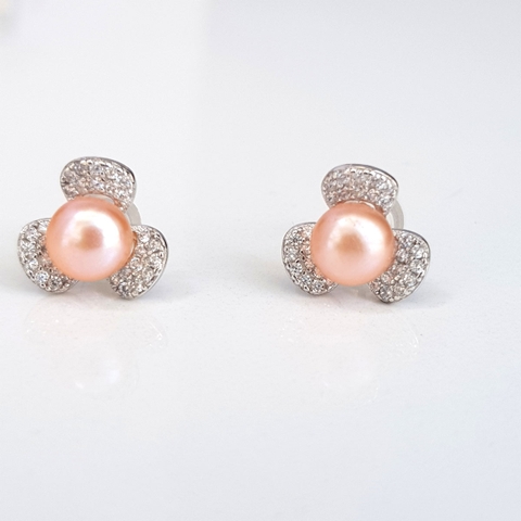 Bông hoa khuyên tai nữ Kiểu nụ Cỏ ba lá  TRIFOLIUM PEARL(7ly) - CTJ0107