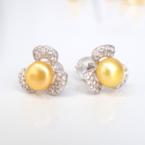 Bông hoa khuyên tai nữ Kiểu nụ Cỏ ba lá  TRIFOLIUM PEARL(7ly) - CTJ0107