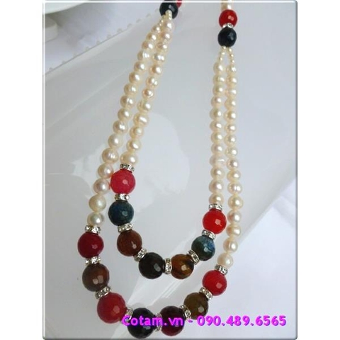 Vòng cổ kết hợp đá ngọc trai D34