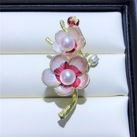 Cài áo ngọc trai Cành hoa đào Peach Blossom PEARL(6-8ly) - CTJ5137