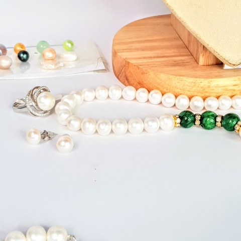 Bộ trang sức Ngọc trai Thiên nhiên Cao cấp 4M - Chuỗi đơn - PEARL AGATE - CTJ2720 + Tặng phụ kiện