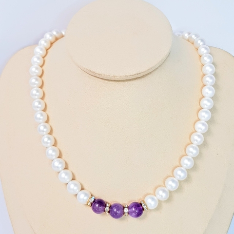 Bộ trang sức Ngọc trai Thiên nhiên Cao cấp 4M - Chuỗi đơn - PEARL AGATE - CTJ2720 + Tặng phụ kiện