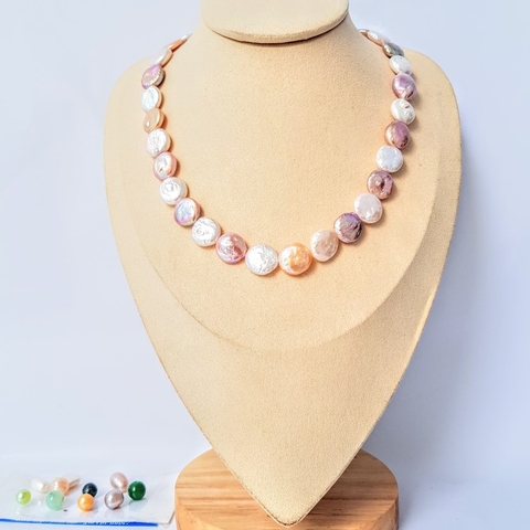 Bộ trang sức Ngọc trai Tự nhiên Đẳng cấp 3M - Chuỗi đơn - PEARL COIN - CTJ3203 + Tặng kèm phụ kiện