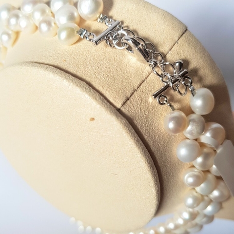 Vòng cổ Ngọc trai Cao cấp - ChuỗI đơn kết hoa - HOA PEARL (6-8ly) - CTJ2904
