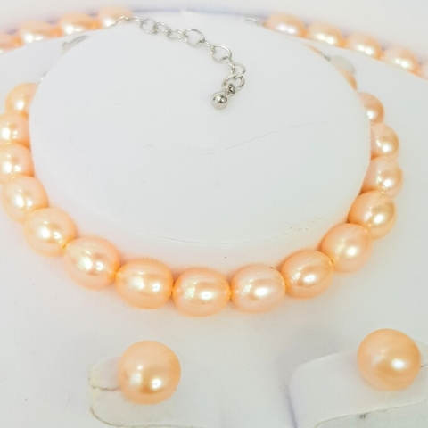 Bộ trang sức Ngọc trai Thiên nhiên 3M - Chuỗi đơn - PEARL MANGO - CTJ0303 (7-9ly) + Tặng kèm 5 phụ kiện bảo dưỡng dự phòng