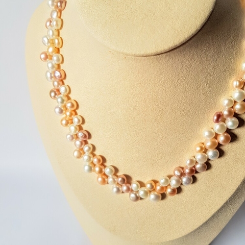 Vòng cổ Ngọc trai Cao cấp - ChuỗI đơn kết hoa - HOA PEARL (6-8ly) - CTJ2904