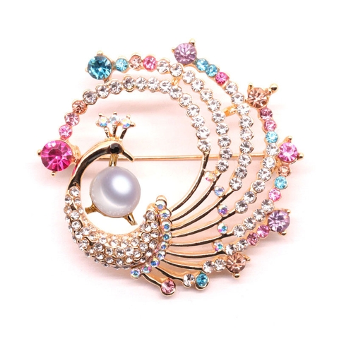 Cài áo ngọc trai Chim công GLOSBE PEARL(8-9ly) - CTJ5125