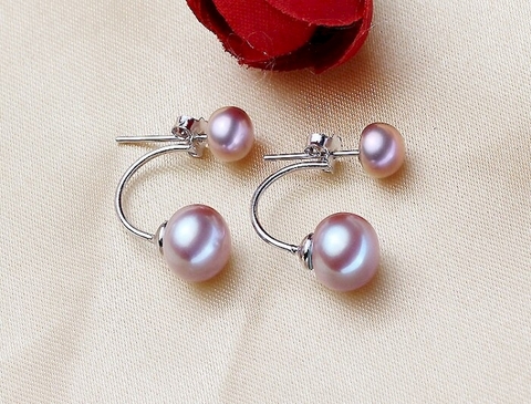 Bông khuyên tai ngọc trai Kiểu móc Sang trọng - 2 kiểu đeo DUP PEAL(6-10ly) - CTJ1303