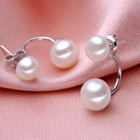 Bông khuyên tai ngọc trai Kiểu móc Sang trọng - 2 kiểu đeo DUP PEAL(6-10ly) - CTJ1303