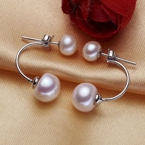 Bông khuyên tai ngọc trai Kiểu móc Sang trọng - 2 kiểu đeo DUP PEAL(6-10ly) - CTJ1303