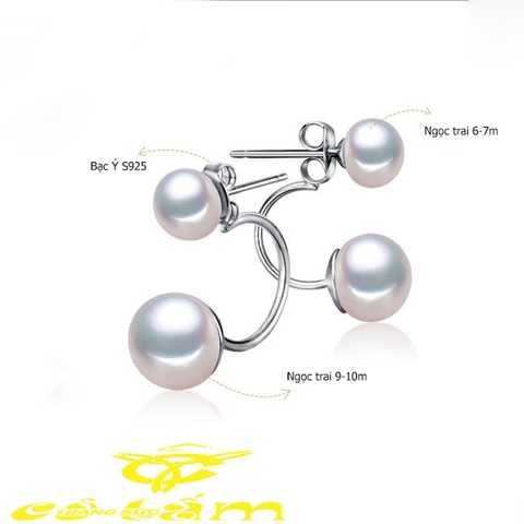 Bông khuyên tai ngọc trai Kiểu móc Sang trọng - 2 kiểu đeo DUP PEAL(6-10ly) - CTJ1303