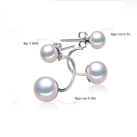 Bông khuyên tai ngọc trai Kiểu móc Sang trọng - 2 kiểu đeo DUP PEAL(6-10ly) - CTJ1303