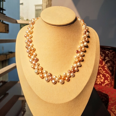 Vòng cổ Ngọc trai Cao cấp - ChuỗI đơn kết hoa - HOA PEARL (6-8ly) - CTJ2904