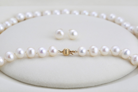 Bộ Trang Sức Ngọc Trai Nước Ngọt Thiên Nhiên - Chuỗi đơn truyền thống CLASSA PEARL (9-10ly) - CTJ2212