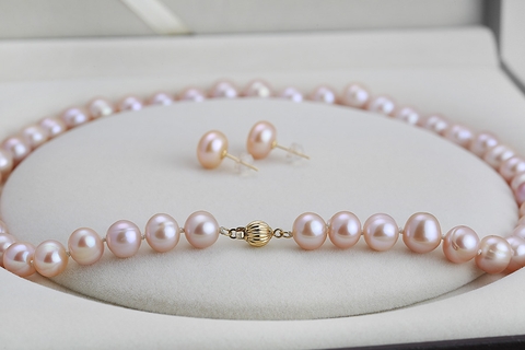 Bộ Trang Sức Ngọc Trai Nước Ngọt Thiên Nhiên - Chuỗi đơn truyền thống CLASSA PEARL (9-10ly) - CTJ2212