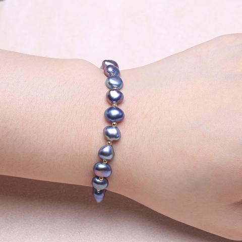 Vòng tay ngọc trai thiên nhiên Cao cấp Chuỗi đơn dị hạt Beauty Pearl(7-9ly) - CTJ2413