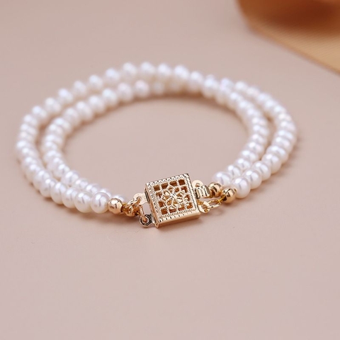 Vòng tay ngọc trai tự nhiên Cao cấp Chuỗi đôi biến hình vòng cổ - TRANSFORM PERL(5-7ly) - CTJ1704