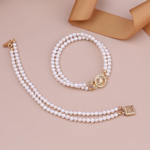 Vòng tay ngọc trai tự nhiên Cao cấp Chuỗi đôi biến hình vòng cổ - TRANSFORM PERL(5-7ly) - CTJ1704