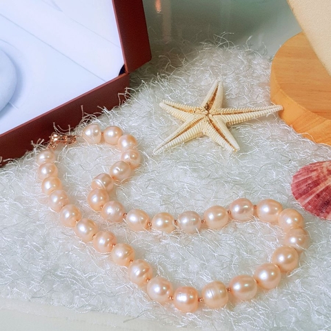 Vòng cổ Ngọc trai nước ngọt Thiên nhiên Cao cấp - Chuỗi đơn Mix hạt bạc - Quyền quý cao sang - KEYA PEARL (11-12ly) - CTJ0301
