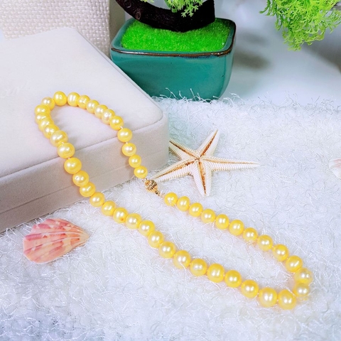 Vòng cổ Ngọc trai nước ngọt Thiên nhiên Cao cấp - ChuỗI đơn tròn - Quý cô đài các - MISA PEARL (9-10ly) - CTJ0412