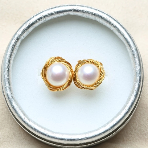 Bông khuyên tai ngọc trai cao cấp Kiểu nụ Nga - RUS PEARL (9ly) - CTJ1008