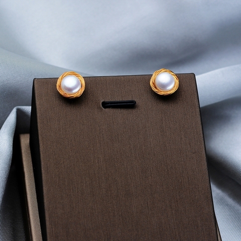 Bông khuyên tai ngọc trai cao cấp Kiểu nụ Nga - RUS PEARL (9ly) - CTJ1008