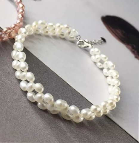 Chuỗi vòng tay Ngọc trai Đan kiểu phối vuông - SQUA PEARL (5ly) - CTJ1111