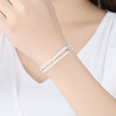 Vòng tay Ngọc trai nước ngọt Thiên nhiên Cao cấp - Tinh tú lấp lánh - STELLAR PEARL (5-6ly) - CTJ1713