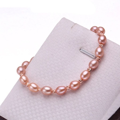 Vòng tay ngọc trai Thiên nhiên - Chuỗi đơn Phối hạt bạc - KOMI PEARL(6.5-7.5ly) - CTJ2022