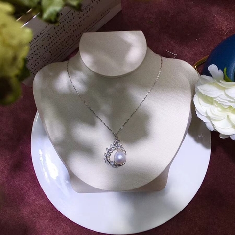 Mặt dây chuyền ngọc trai thiên nhiên Cao cấp Bạc S925 nạm Zircon Bông lúa - BongPearl(9-10ly) - CTJ2101