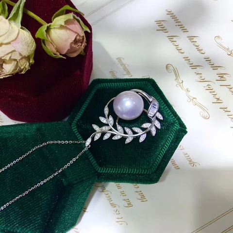 Mặt dây chuyền ngọc trai thiên nhiên Cao cấp Bạc S925 nạm Zircon Bông lúa - BongPearl(9-10ly) - CTJ2101