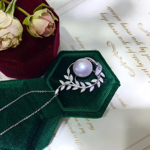 Mặt dây chuyền ngọc trai thiên nhiên Cao cấp Bạc S925 nạm Zircon Bông lúa - BongPearl(9-10ly) - CTJ2101