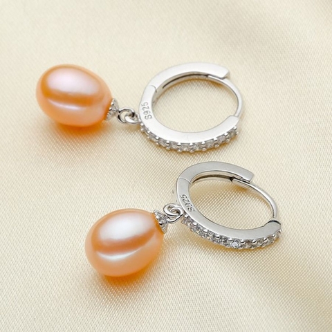 Bông tai Ngọc trai nước ngọt Thiên nhiên Cao cấp - Kiểu móc Tinh tế - FANY PEARL (8-9ly) - CTJ2209