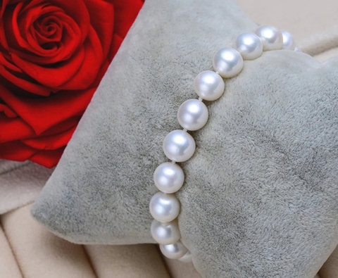 Vòng tay Ngọc trai Thiên nhiên Cao cấp Chuỗi đơn tròn hoàn hảo - PERFECT PEARL (9-10ly) - CTJ2309