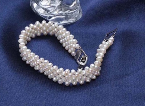 Vòng tay ngọc trai thiên nhiên Cao cấp Chuỗi tết hàng tròn Slim Pearl(3-4ly) - CTJ2313