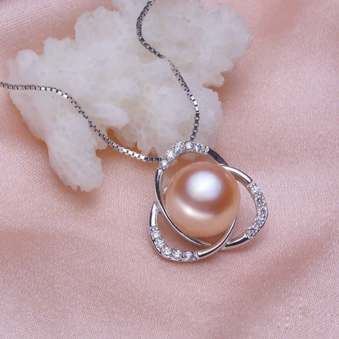Mặt dây chuyền Ngọc trai nước ngọt Thiên nhiên Cao cấp - Hoa vô hình - INFINITY PEARL (10ly) - CTJ2610