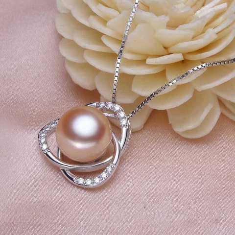 Mặt dây chuyền Ngọc trai nước ngọt Thiên nhiên Cao cấp - Hoa vô hình - INFINITY PEARL (10ly) - CTJ2610