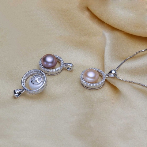 Mặt dây chuyền Ngọc trai nước ngọt Thiên nhiên Cao cấp - Vòng tròn hư không - AGNES PEARL (9-10ly) - CTJ2710