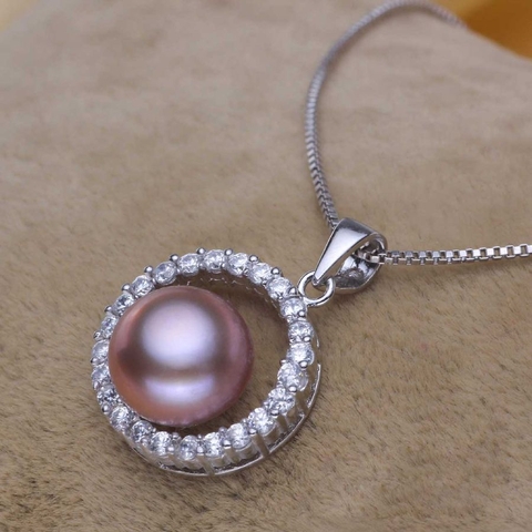 Mặt dây chuyền Ngọc trai nước ngọt Thiên nhiên Cao cấp - Vòng tròn hư không - AGNES PEARL (9-10ly) - CTJ2710