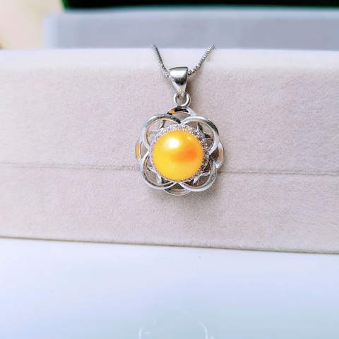 Mặt dây chuyền Ngọc trai nước ngọt Thiên nhiên Cao cấp - Hoa phú quý - STACY PEARL (9-10y) - CTJ2911