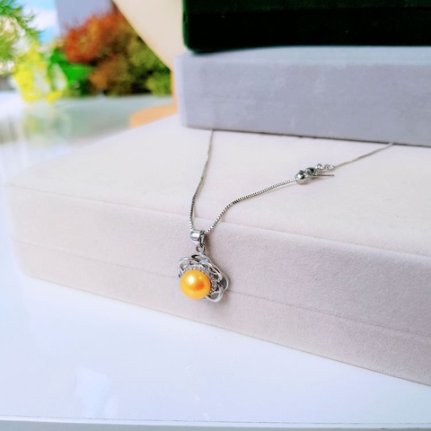 Mặt dây chuyền Ngọc trai nước ngọt Thiên nhiên Cao cấp - Hoa phú quý - STACY PEARL (9-10y) - CTJ2911