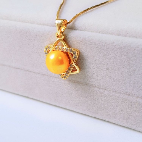 Mặt dây chuyền Ngọc trai nước ngọt Thiên nhiên Cao cấp - Ngôi sao may mắn - STAR PEARL (9-10y) - CTJ3411