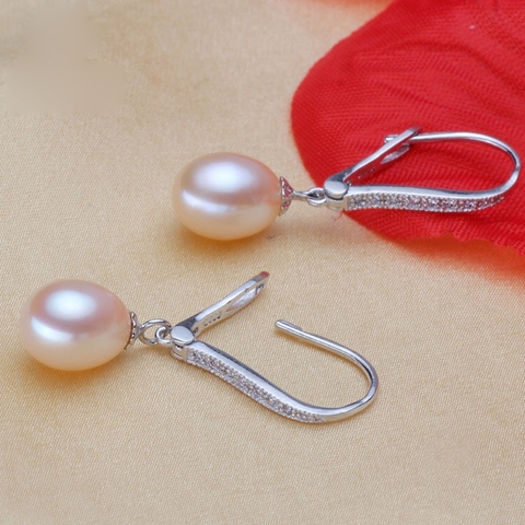 Bông khuyên tai Ngọc trai Cao cấp - Kiểu móc xoài - LOAD PEARL(8-9ly) - CTJ3509